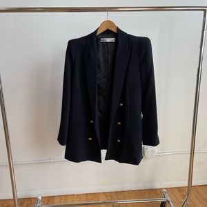 Black Zara tailored shoulder pad blazer
